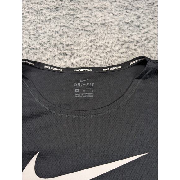 Nike Shirt Women Medium Black Dri Fit Round Neck Tennis Athleisure Golf Gym - Picture 2 of 6